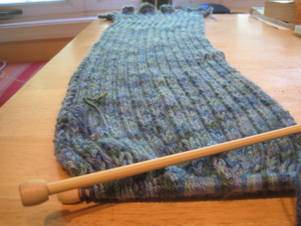 long scarf, half knit